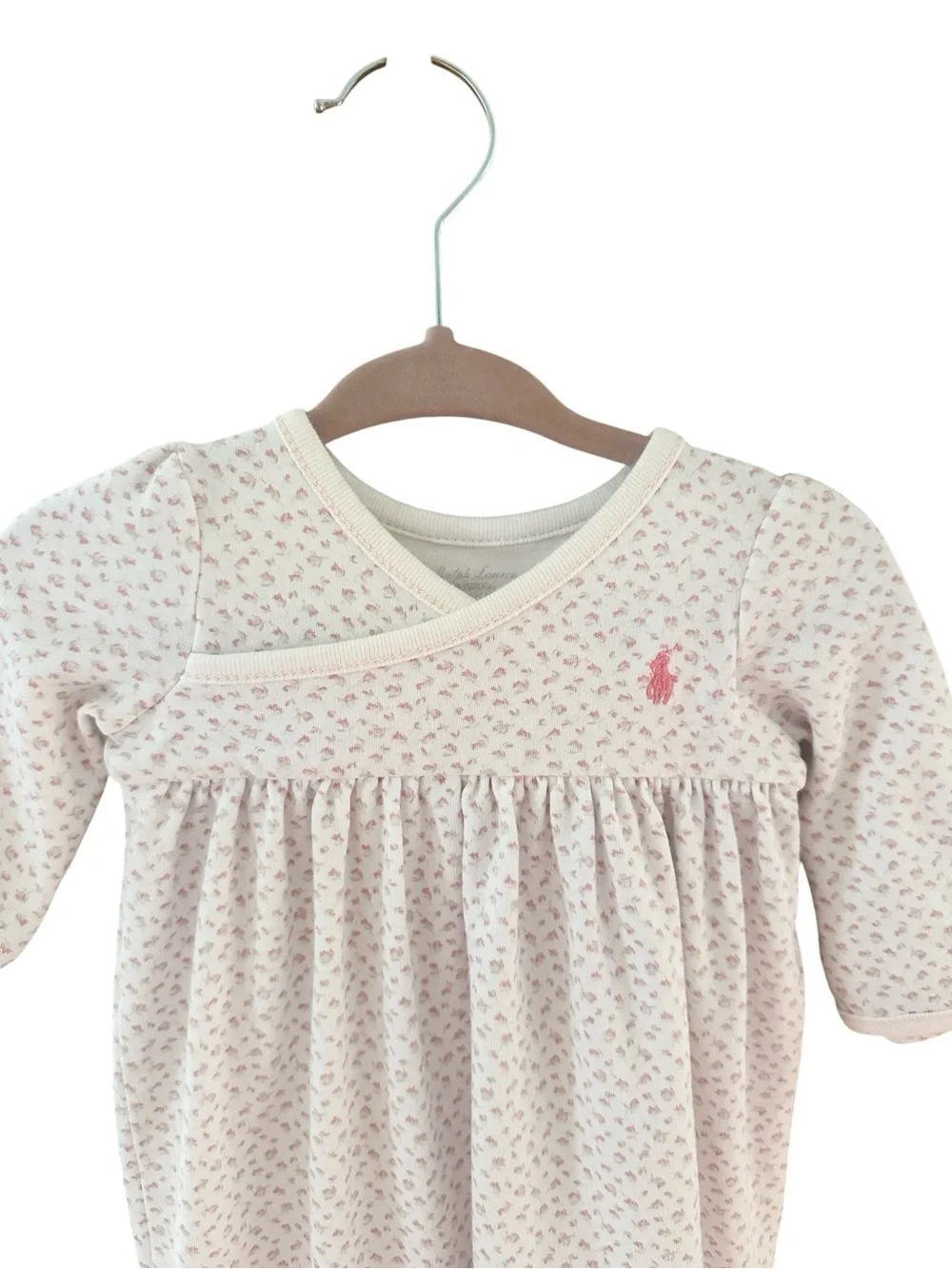 Ralph Lauren Girls Layette Pink and White Floral Gown • Newborn